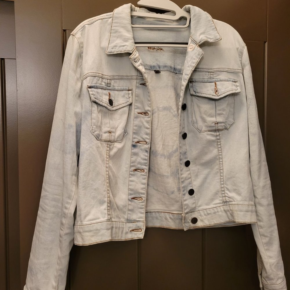 Kut from the Kloth Light Denim Jacket with Faint Tie Dye